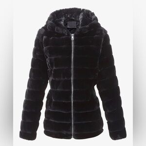 Bellivera Women's Faux Fur Coat Shearling Fluffy Fuzzy Shaggy Hood Fleece Jacket